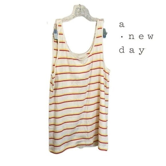a new day Women's Striped Round Scoop Neck Sleeveless‎ Tank Top - Picture 2 of 7